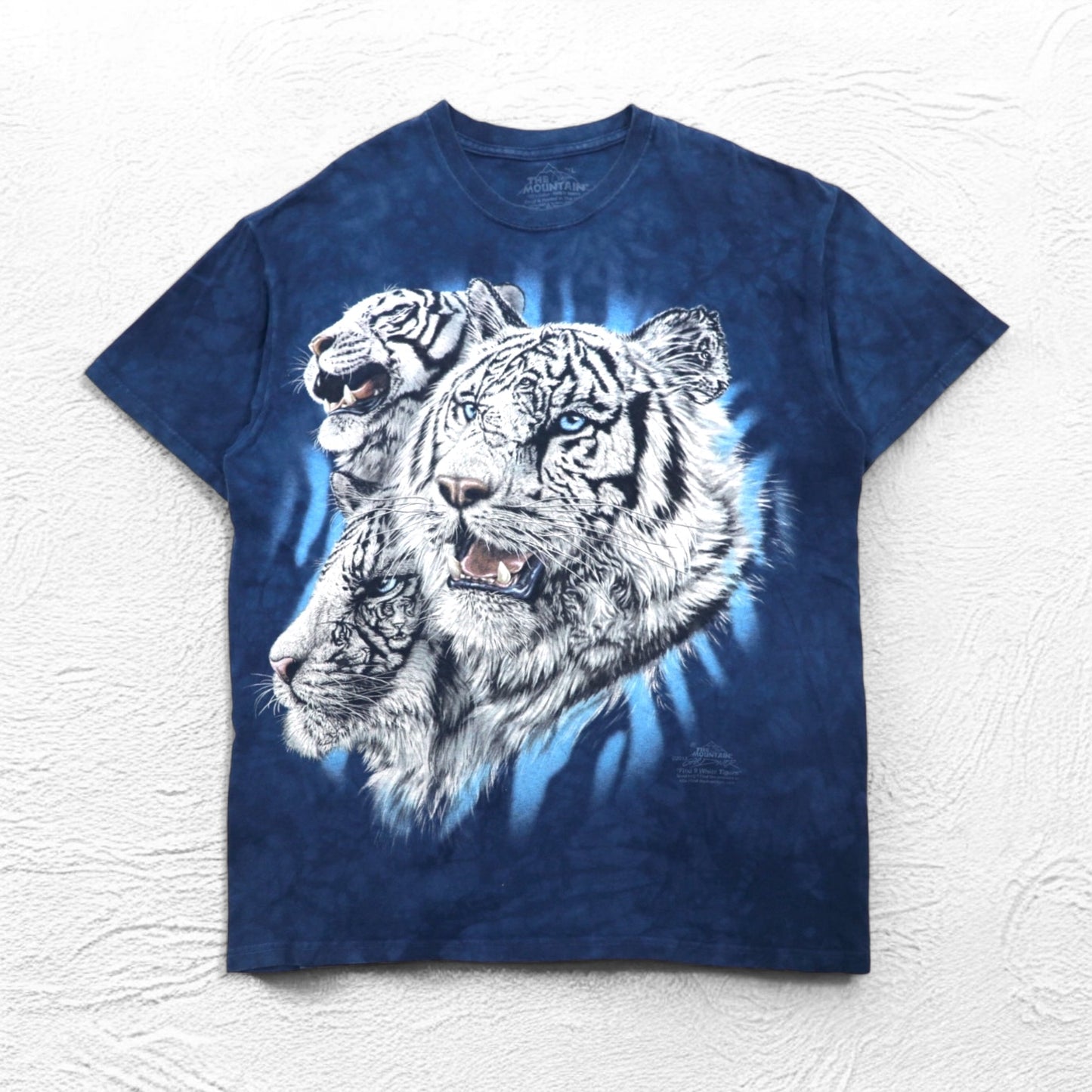 THE MOUNTAIN タイダイ プリント Dyed & Printed in USA Tシャツ L ネイビー アニマル ホワイトタイガー メキシコ製