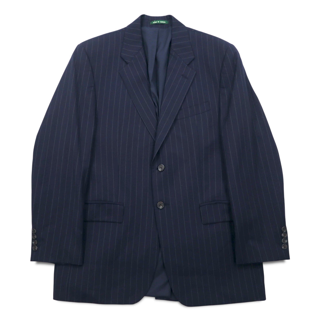 LAUREN RALPH LAUREN Made in Canada 90s 2B Suit Set L Navy Striped Wool