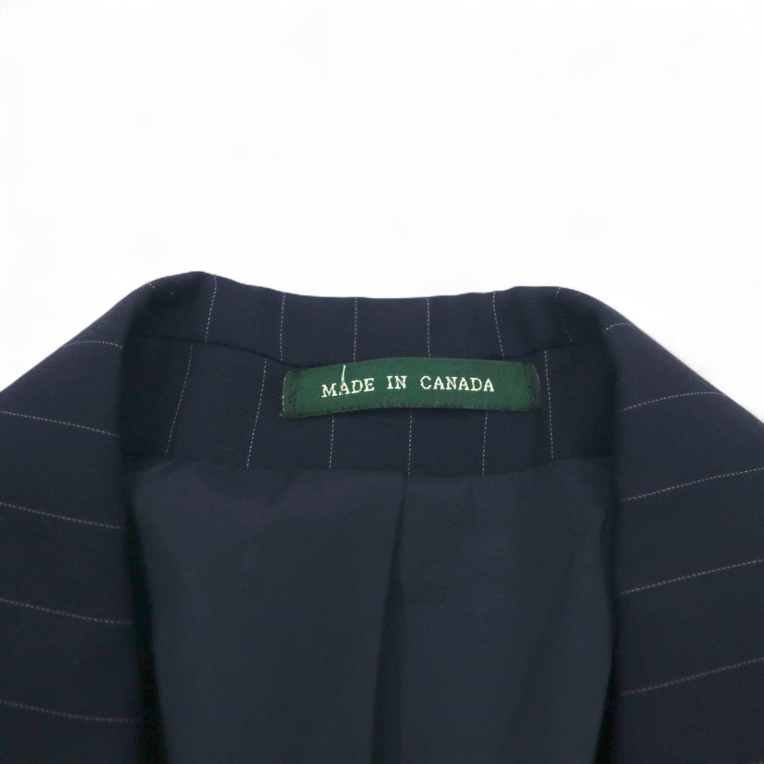 LAUREN RALPH LAUREN Made in Canada 90s 2B Suit Set L Navy Striped Wool