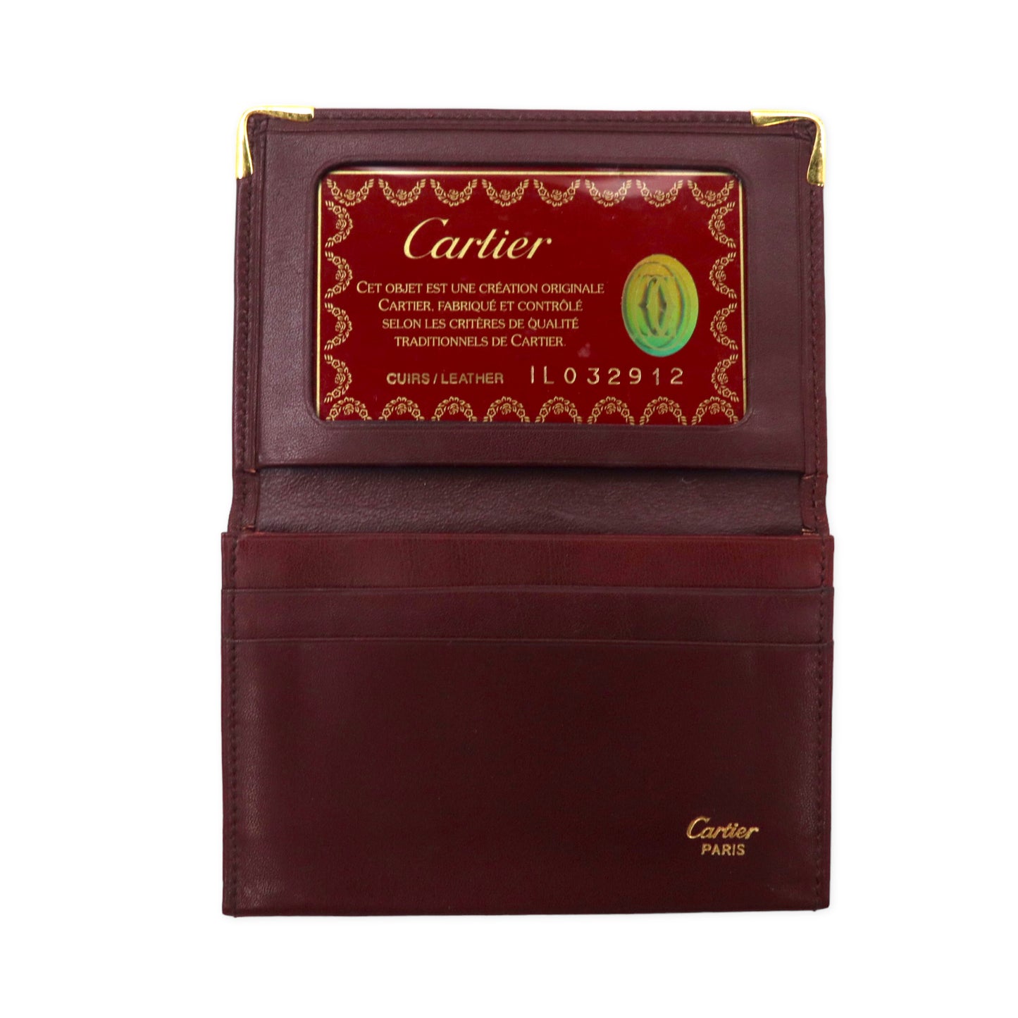 Cartier オールド マストライン パスケース カードケース ボルドー レザー