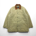 NAUTICA Quilted Jacket, Size L, Beige, Check Lining, Corduroy Collar, Padded, Smart Fabric Technology, Snap Buttons, Zipper Closure