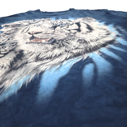 THE MOUNTAIN タイダイ プリント Dyed & Printed in USA Tシャツ L ネイビー アニマル ホワイトタイガー メキシコ製