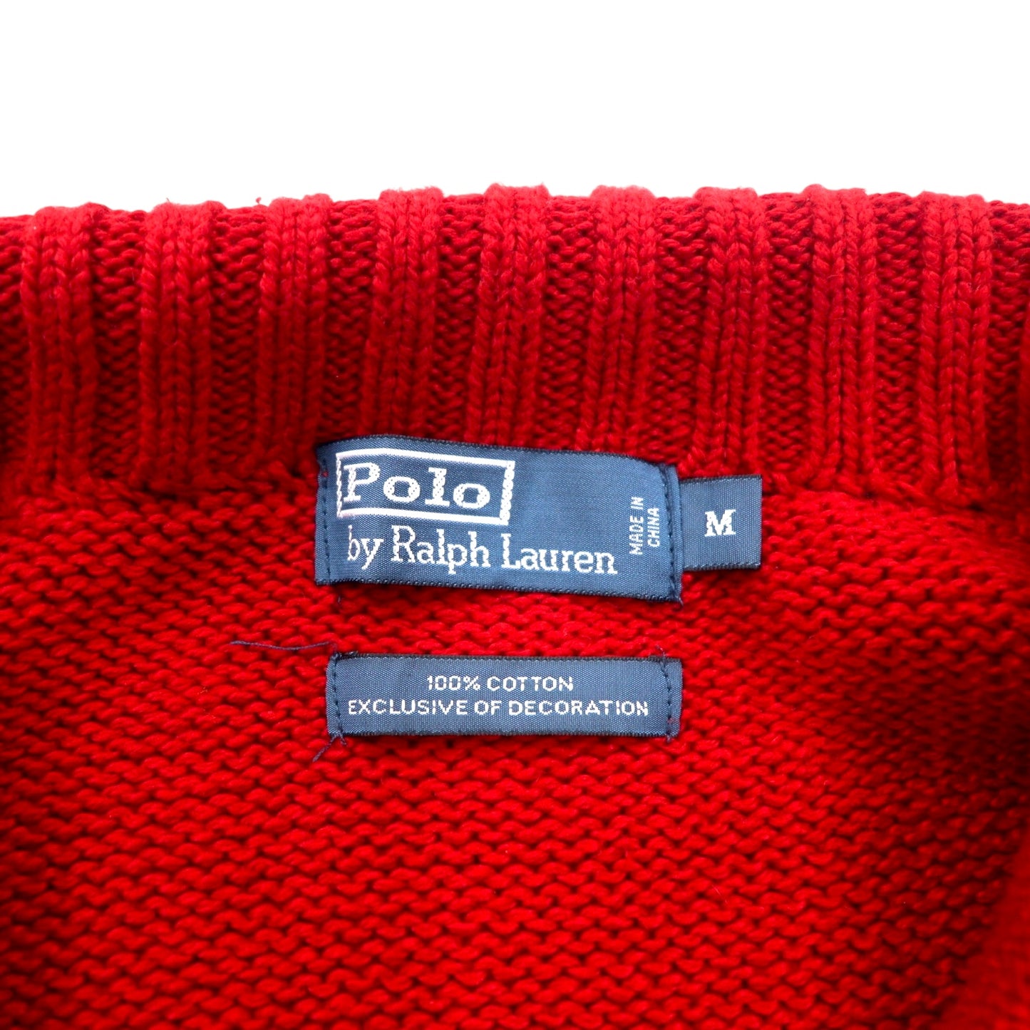 Polo by Ralph Lauren 90年代 ハーフジップ ニットセーター M レッド コットン スモールポニー 刺繍