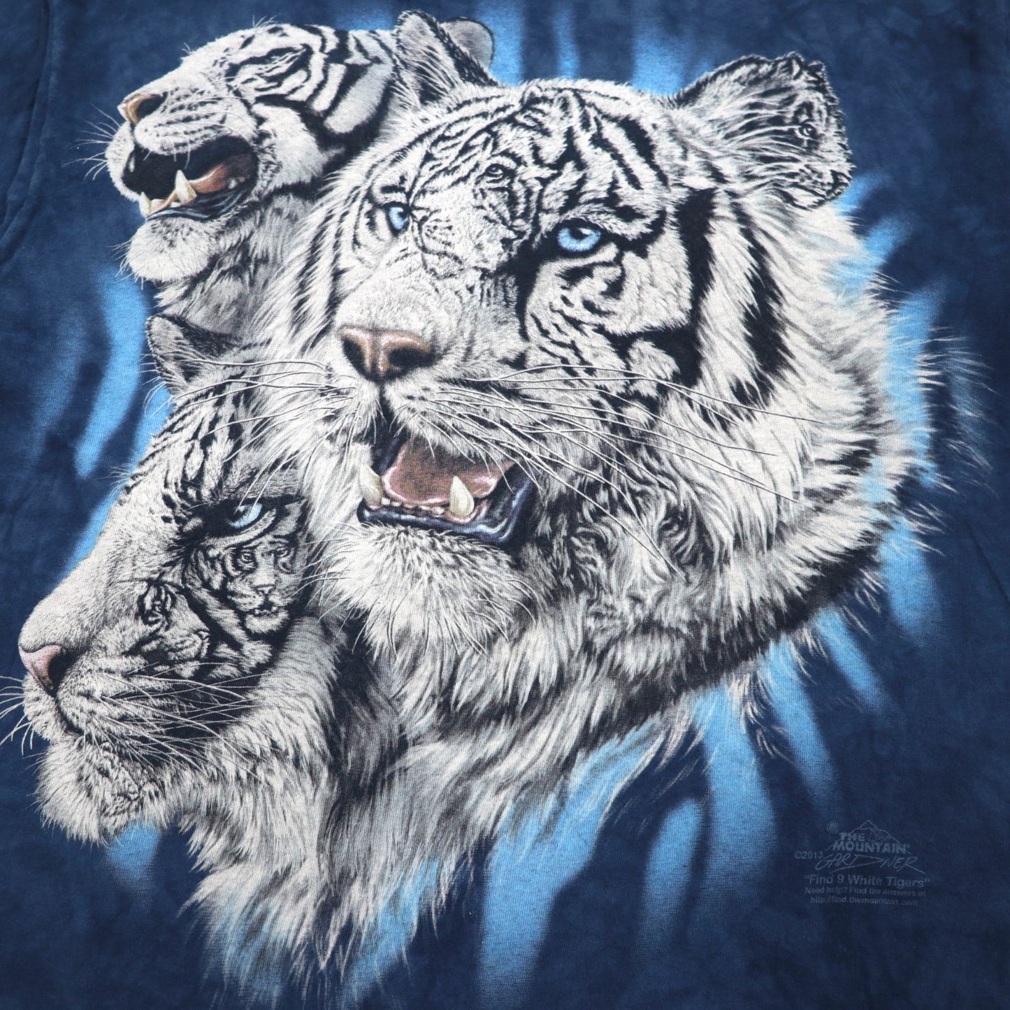 THE MOUNTAIN タイダイ プリント Dyed & Printed in USA Tシャツ L ネイビー アニマル ホワイトタイガー メキシコ製