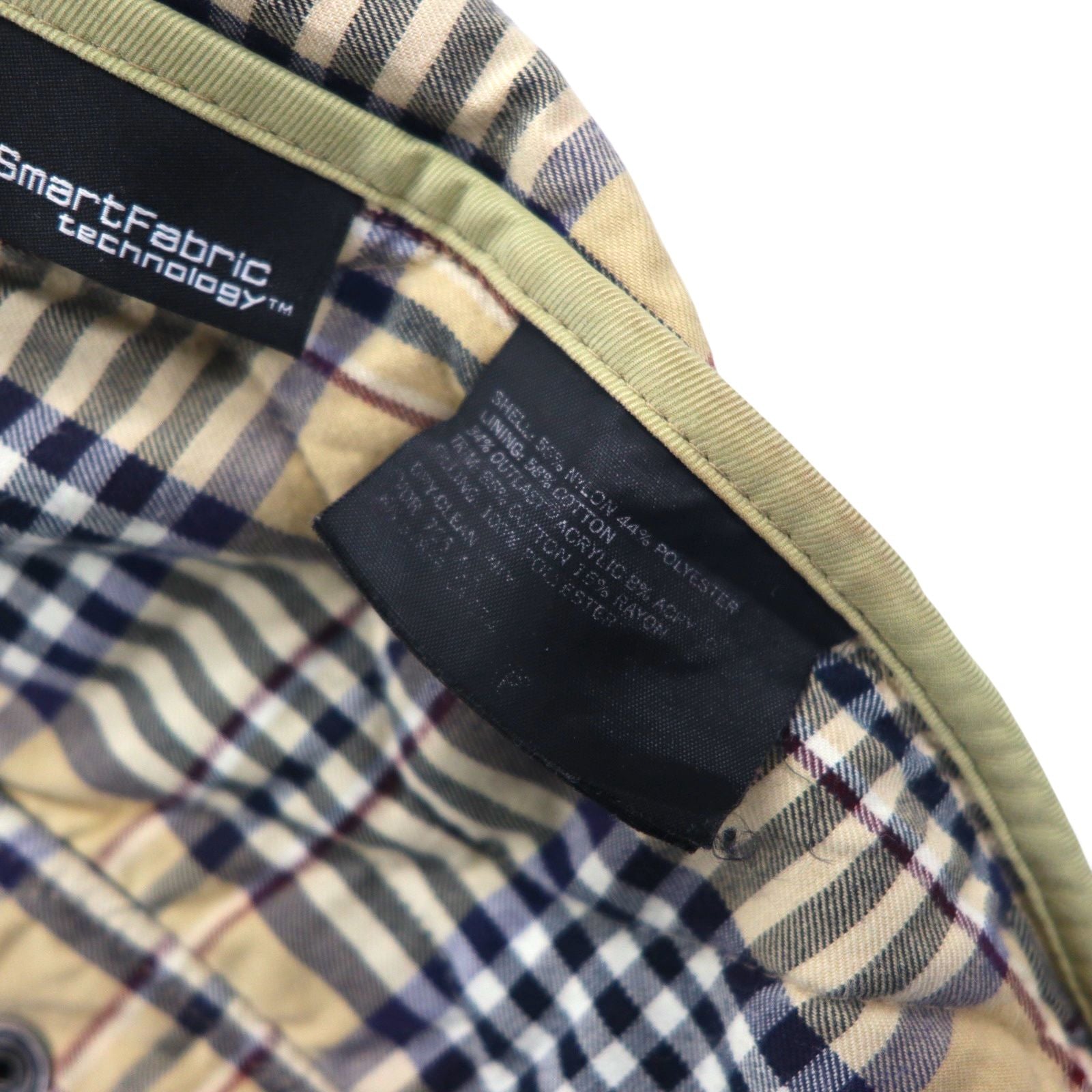 NAUTICA Quilted Jacket, Size L, Beige, Check Lining, Corduroy Collar, Padded, Smart Fabric Technology, Snap Buttons, Zipper Closure