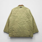 NAUTICA Quilted Jacket, Size L, Beige, Check Lining, Corduroy Collar, Padded, Smart Fabric Technology, Snap Buttons, Zipper Closure