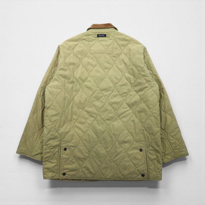 NAUTICA Quilted Jacket, Size L, Beige, Check Lining, Corduroy Collar, Padded, Smart Fabric Technology, Snap Buttons, Zipper Closure