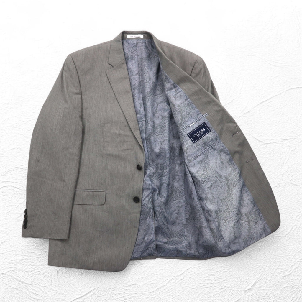 CHAPS 2B Tailored Jacket Suit L Gray Paisley Lining