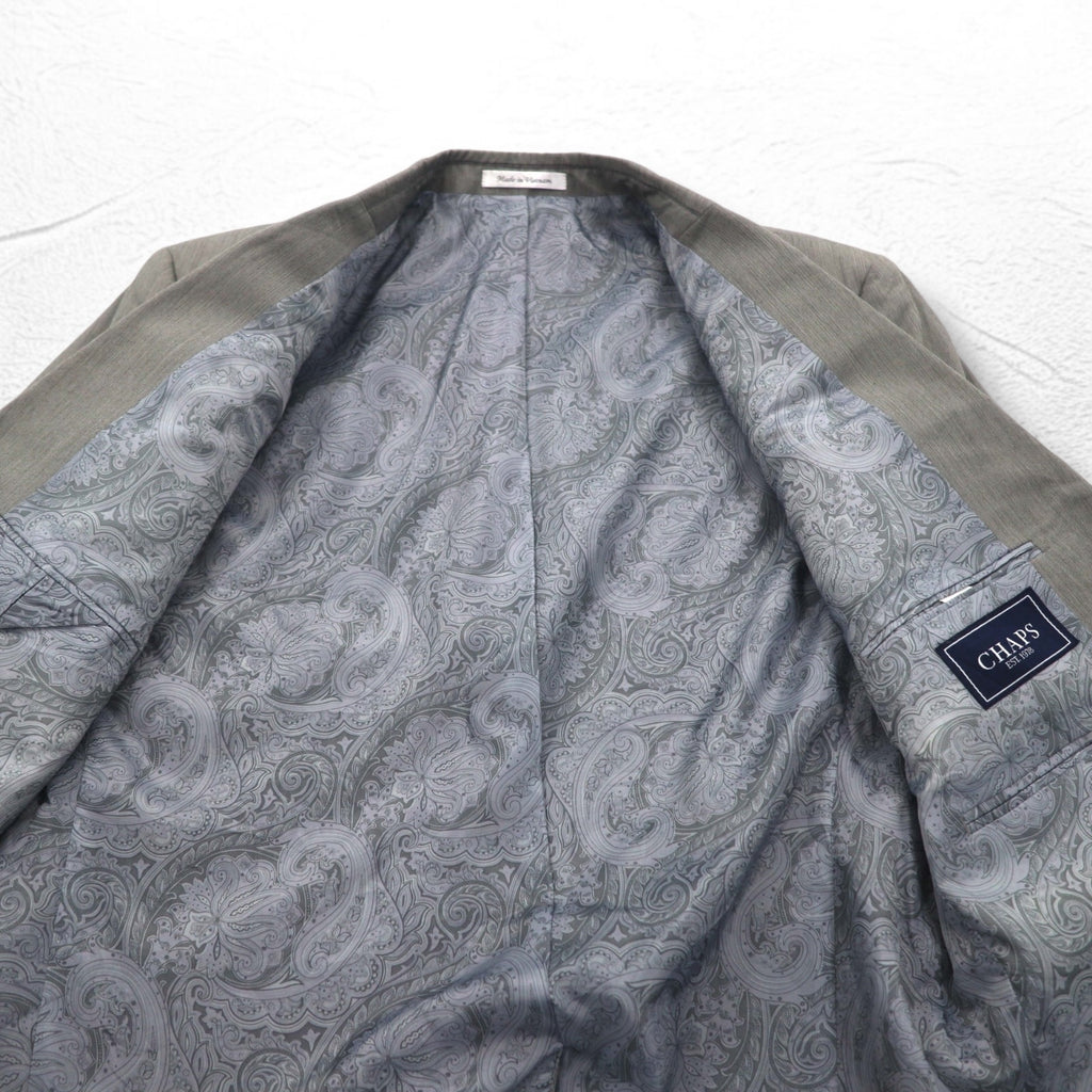 CHAPS 2B Tailored Jacket Suit L Gray Paisley Lining