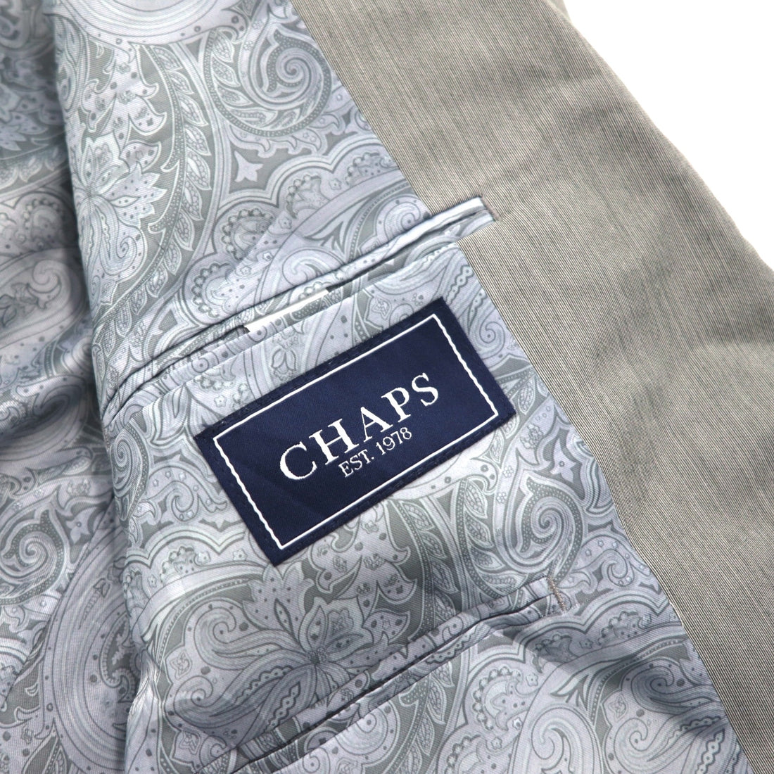 CHAPS 2B Tailored Jacket Suit L Gray Paisley Lining