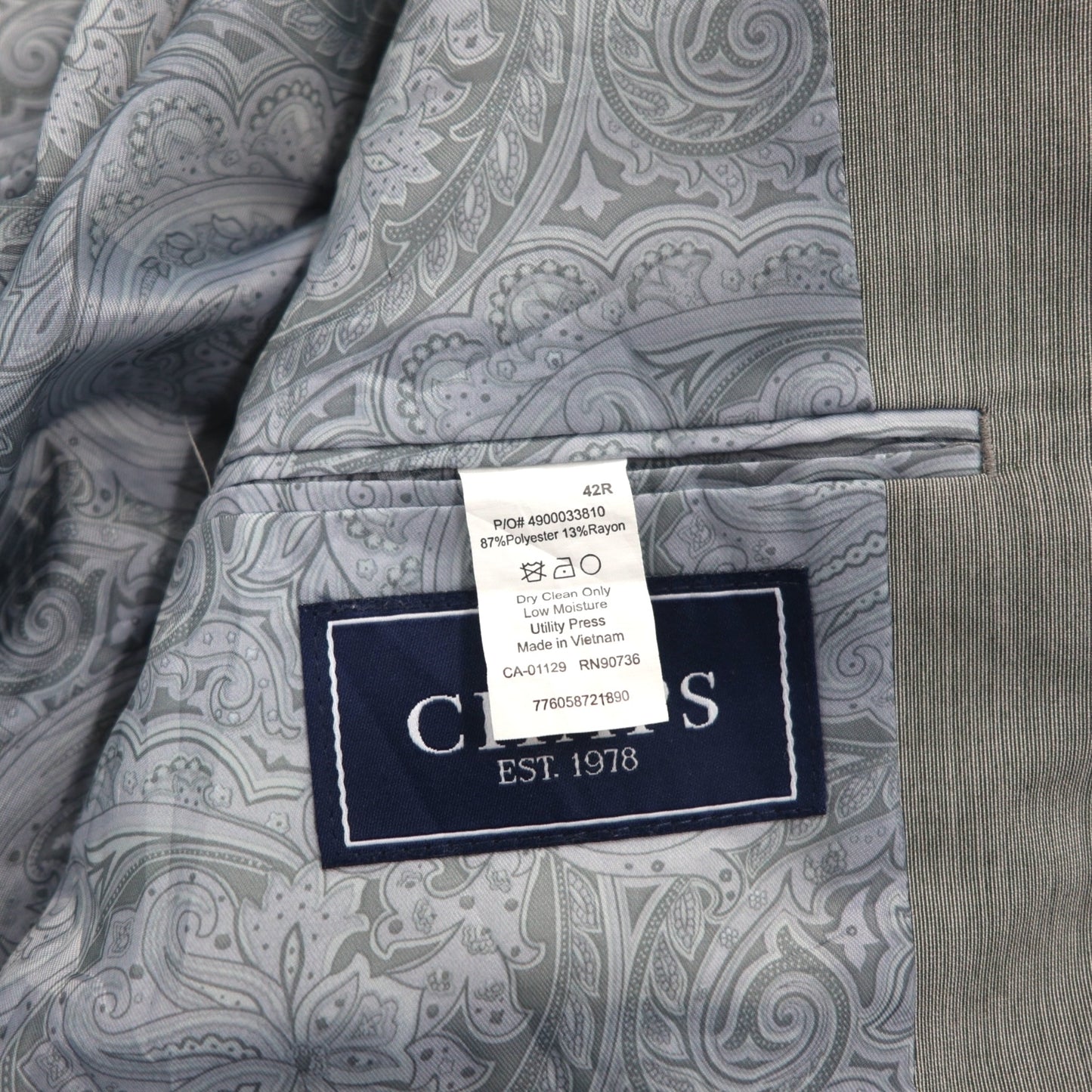 CHAPS 2B テーラードジャケット スーツ L グレー 裏地 ペイズリー