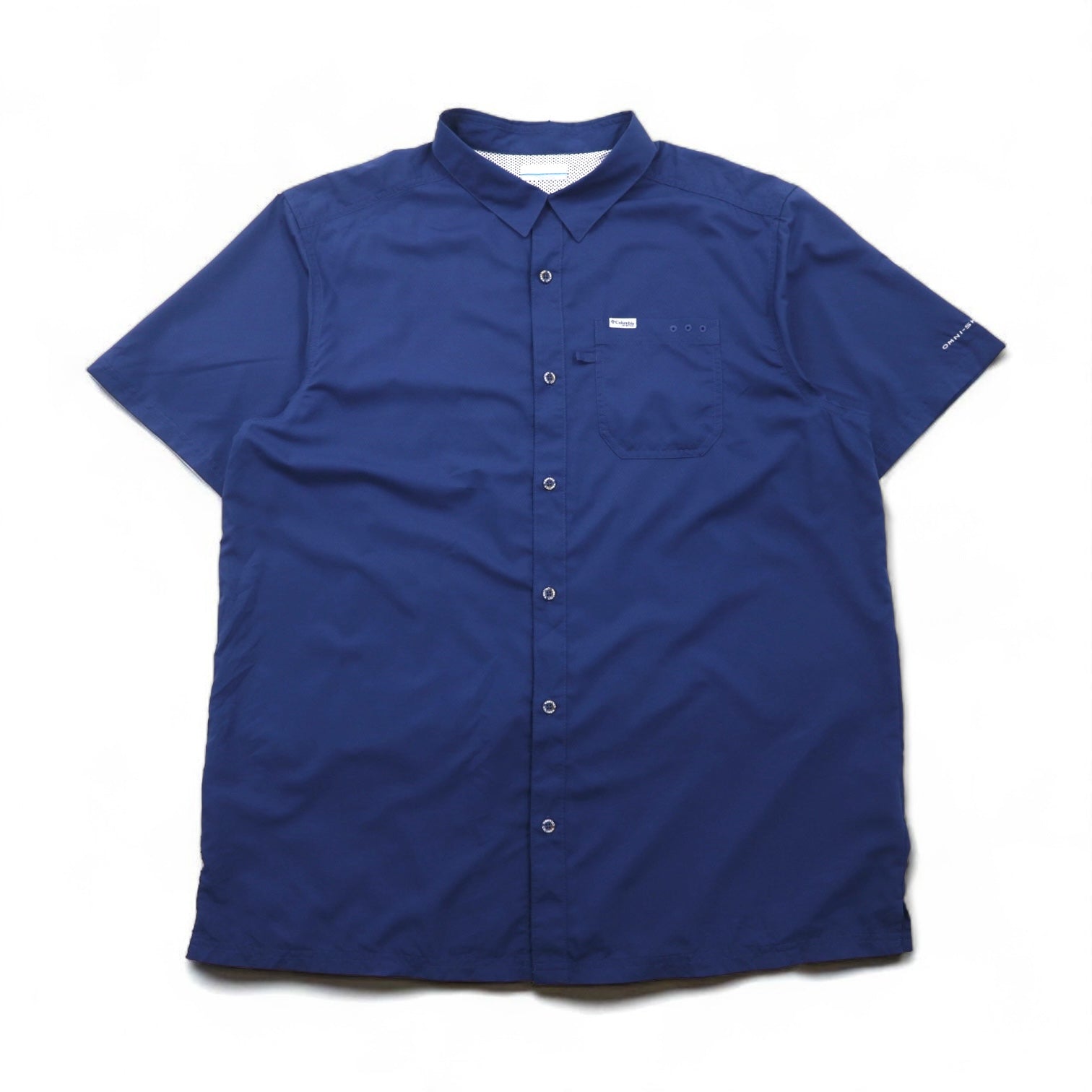 Columbia PFG Omni-Shade Slack Tide Camp/Fishing Shirt, XL, Navy, Polyester, FM7042