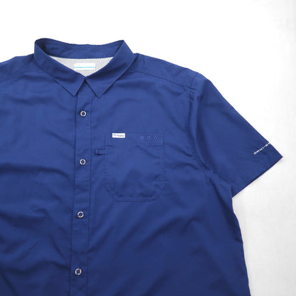 Columbia PFG オムニシェード OMNI-SHADE スラックタイドキャンプシャツ フィッシングシャツ XL ネイビー ポリエステル FM7042