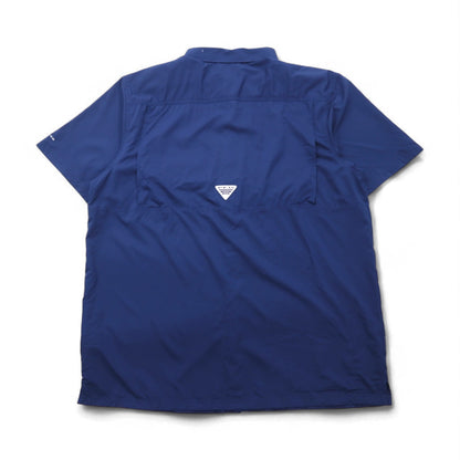 Columbia PFG オムニシェード OMNI-SHADE スラックタイドキャンプシャツ フィッシングシャツ XL ネイビー ポリエステル FM7042