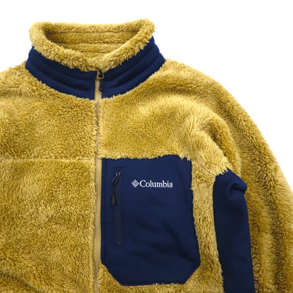Columbia ハイパイル ボア フルジップ フリースジャケット L ベージュ PL3373 サムホール ストレッチ スタンドカラー