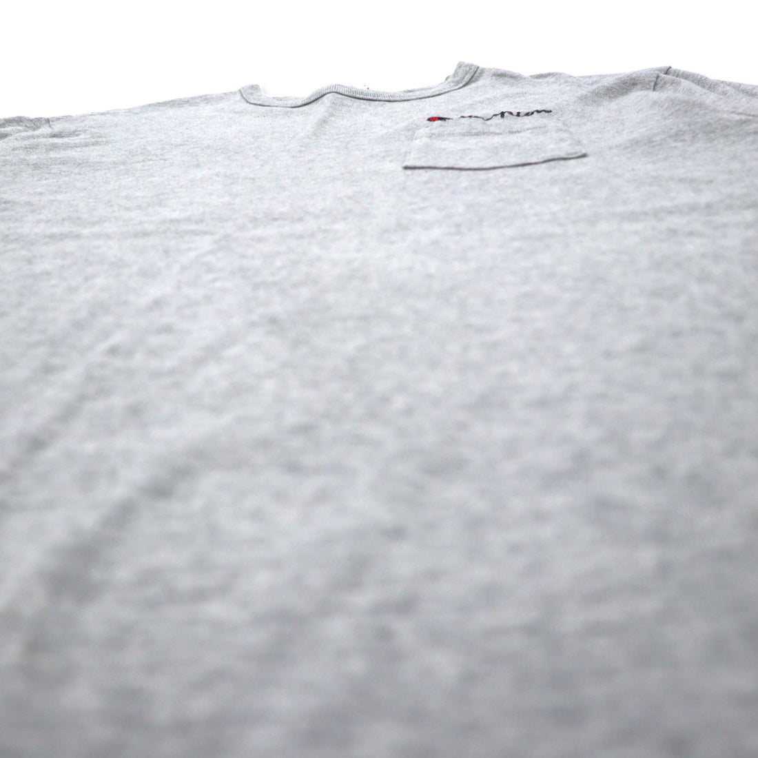 Champion 90s T-shirt, Pocket T, 3XL, Gray, Cotton, Bar Tag, One Point Logo Embroidery, Big Size