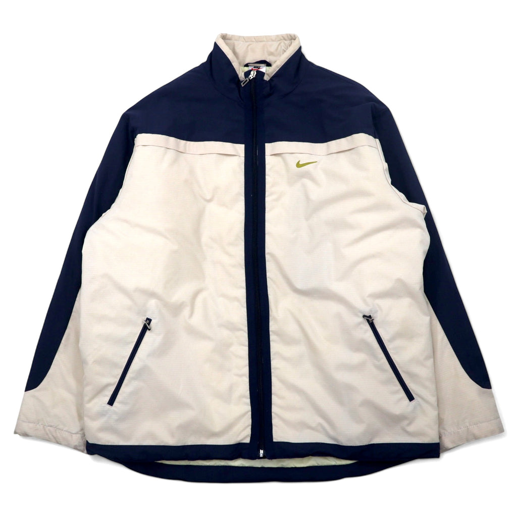 日本然リトテ-古着オンライン-NIKE インサレーションジャケット リップストップ ナイロンジャケット XL ベージュ 中綿 ポリエステル スウッシュロゴ 刺繍-NIKE Puffer Jacket Ripstop Windbreaker XL Beige Filling Polyester Swoosh Logo Embroidery