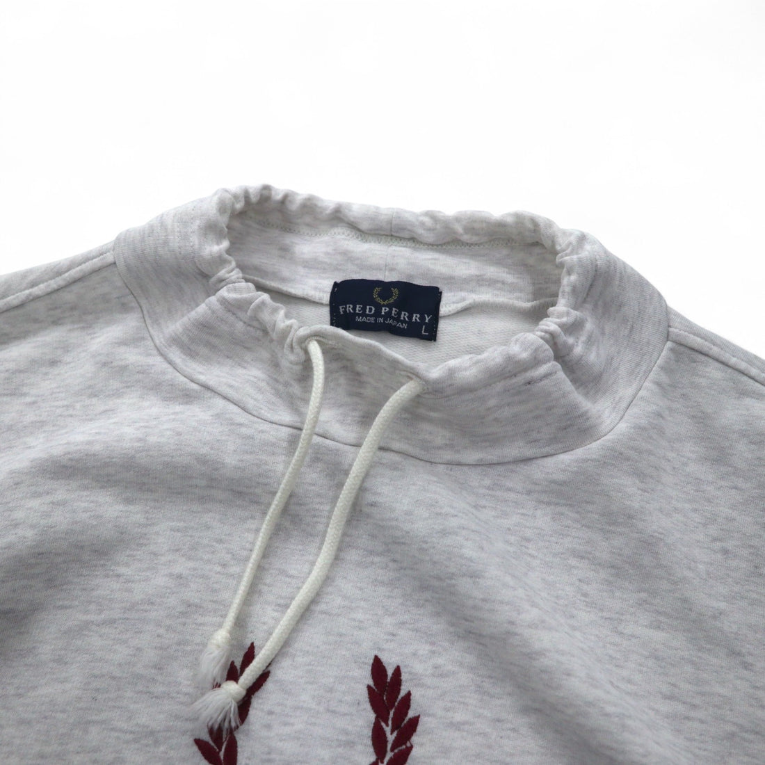FRED PERRY 90s Drawstring High Neck Sweatshirt L Gray Bottle Neck Made in Japan