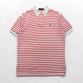 POLO RALPH LAUREN Striped Polo Shirt L White Orange Cotton Small Pony Embroidery