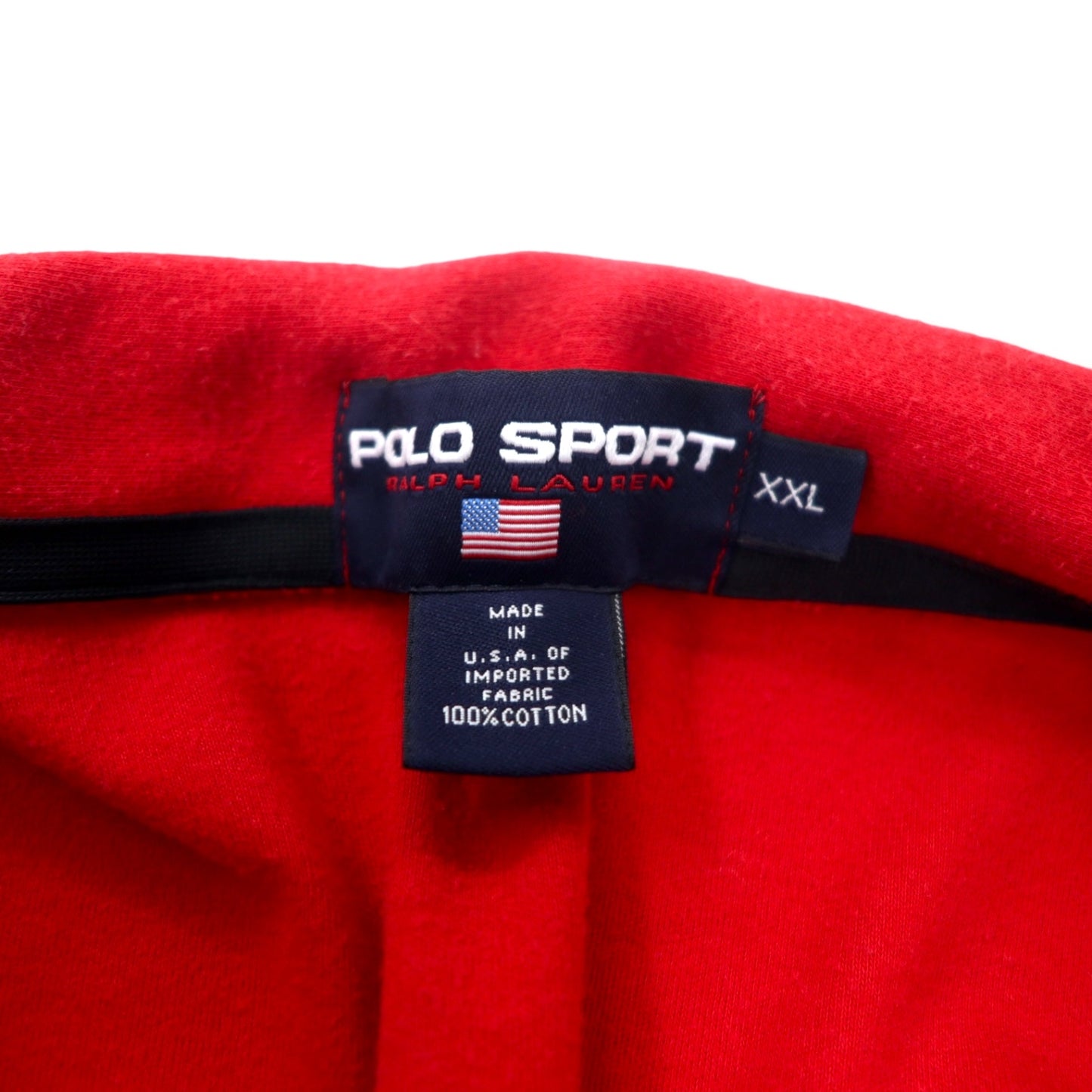 POLO SPORT RALPH LAUREN USA製 ハーフジップ スウェット XXL レッド コットン ビッグサイズ