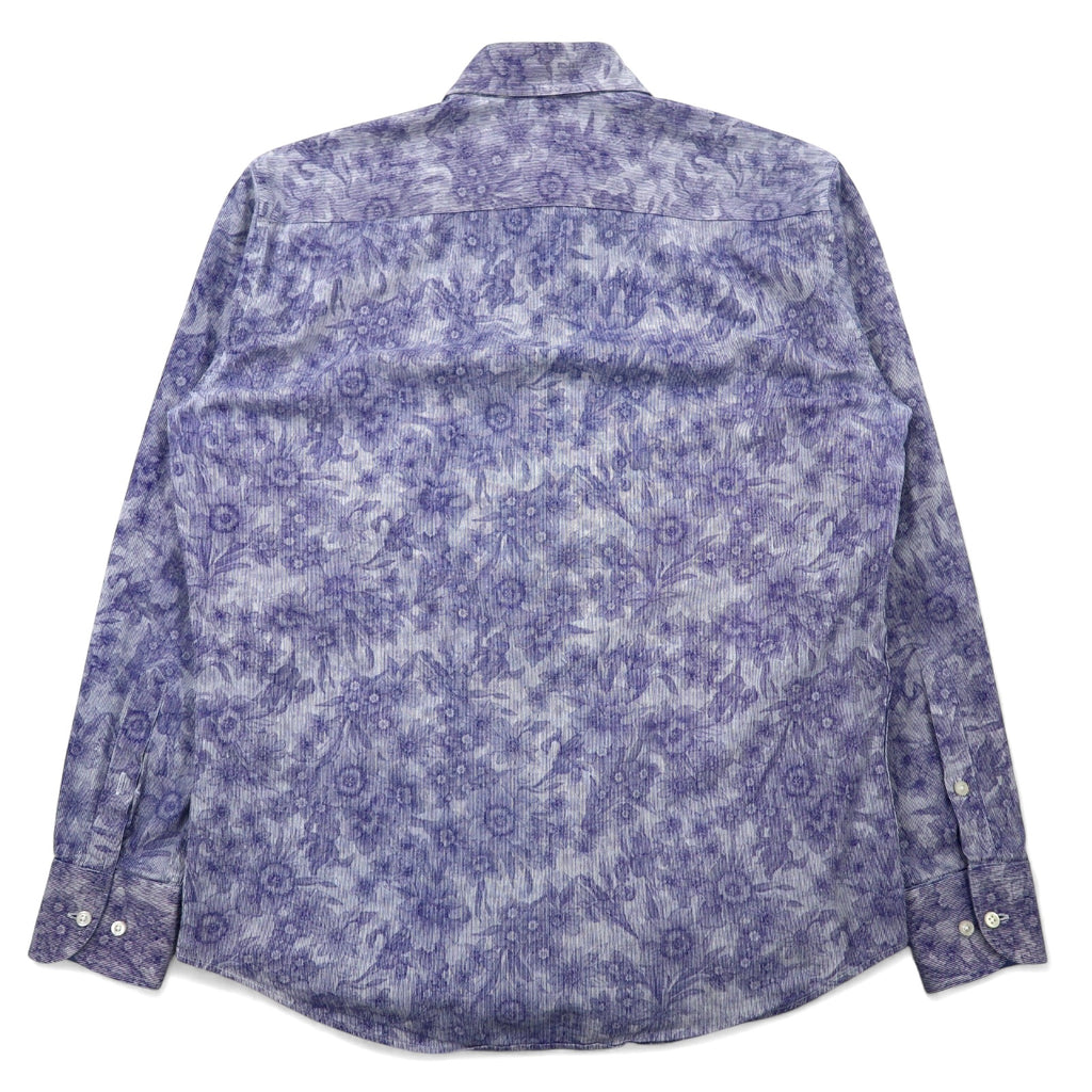 Paul Smith Floral Print Dress Shirt, Medium, Blue, Cotton, One Point Logo Embroidery