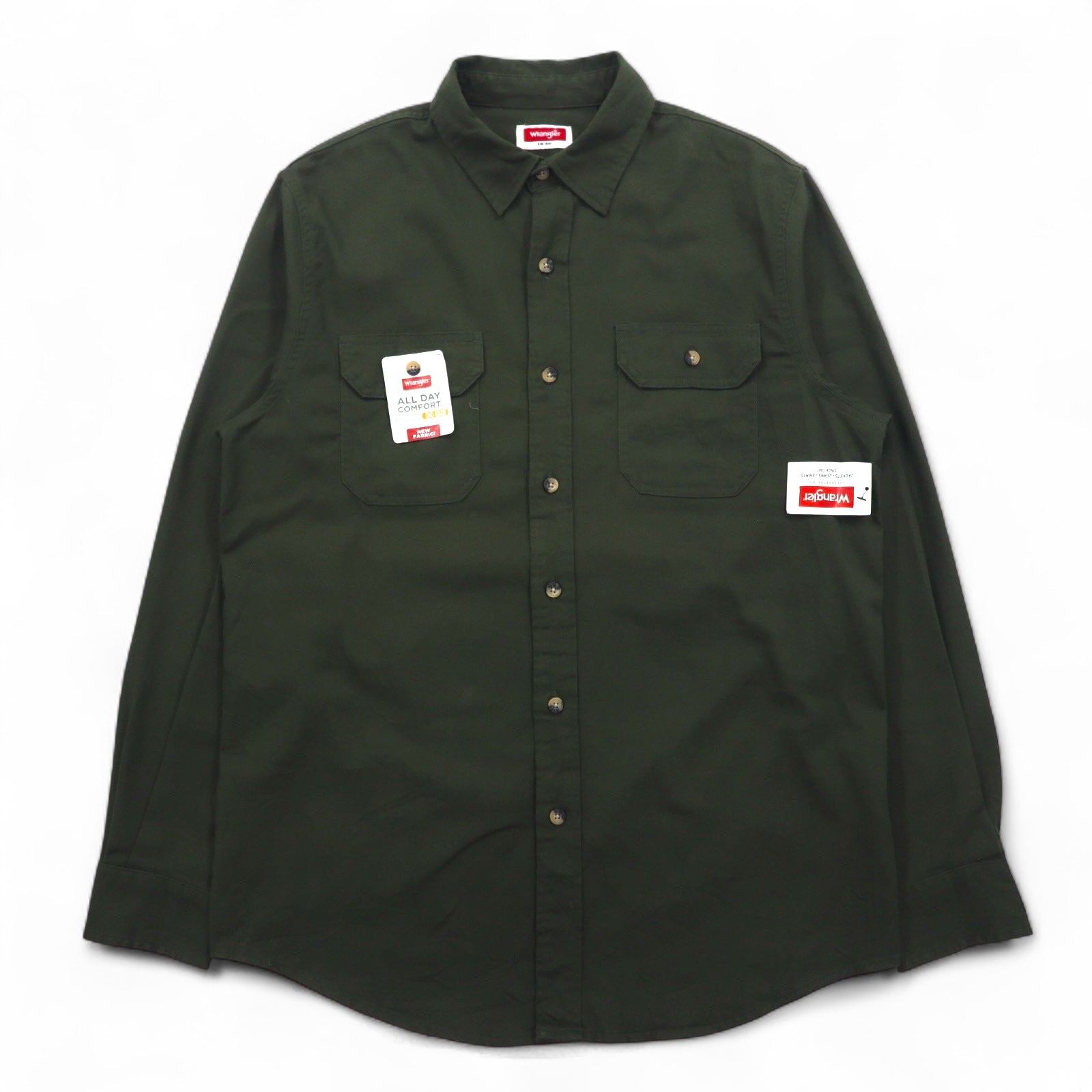 Wrangler ワークシャツ M カーキ Epic Soft Long Sleeve Twill Woven Shirt HLB2AWG 未使用品