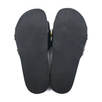 JW ANDERSON Gold Chain Slide Sandals, Sizes 26-26.5cm, Black Metal and Leather