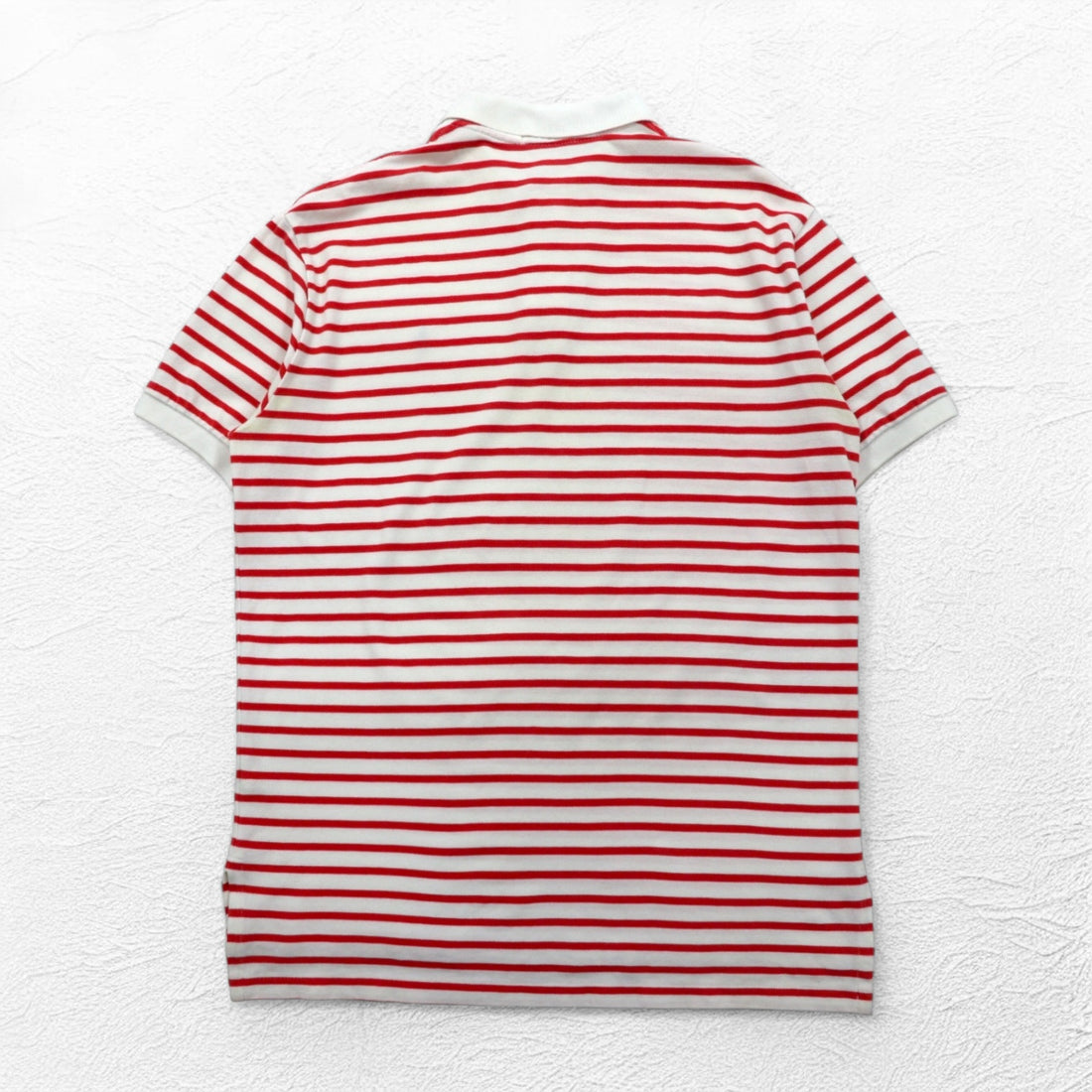 POLO RALPH LAUREN Striped Polo Shirt L White Orange Cotton Small Pony Embroidery