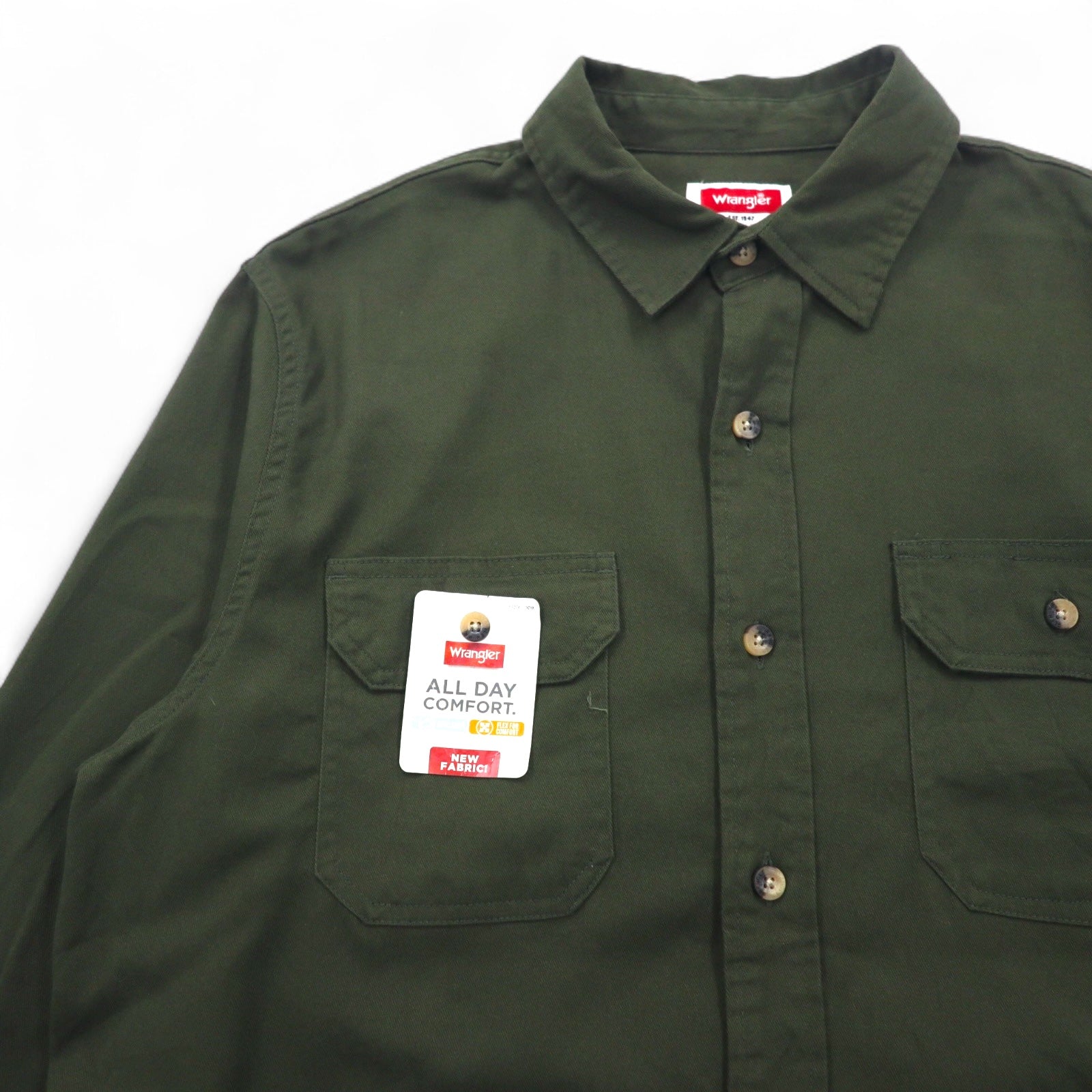 Wrangler ワークシャツ M カーキ Epic Soft Long Sleeve Twill Woven Shirt HLB2AWG 未使用品