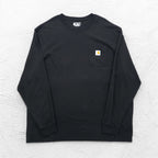 Carhartt Loose Fit Long Sleeve T-Shirt with Pockets, 2XL, LOOSE FIT, Black, K126, Made in Guatemala