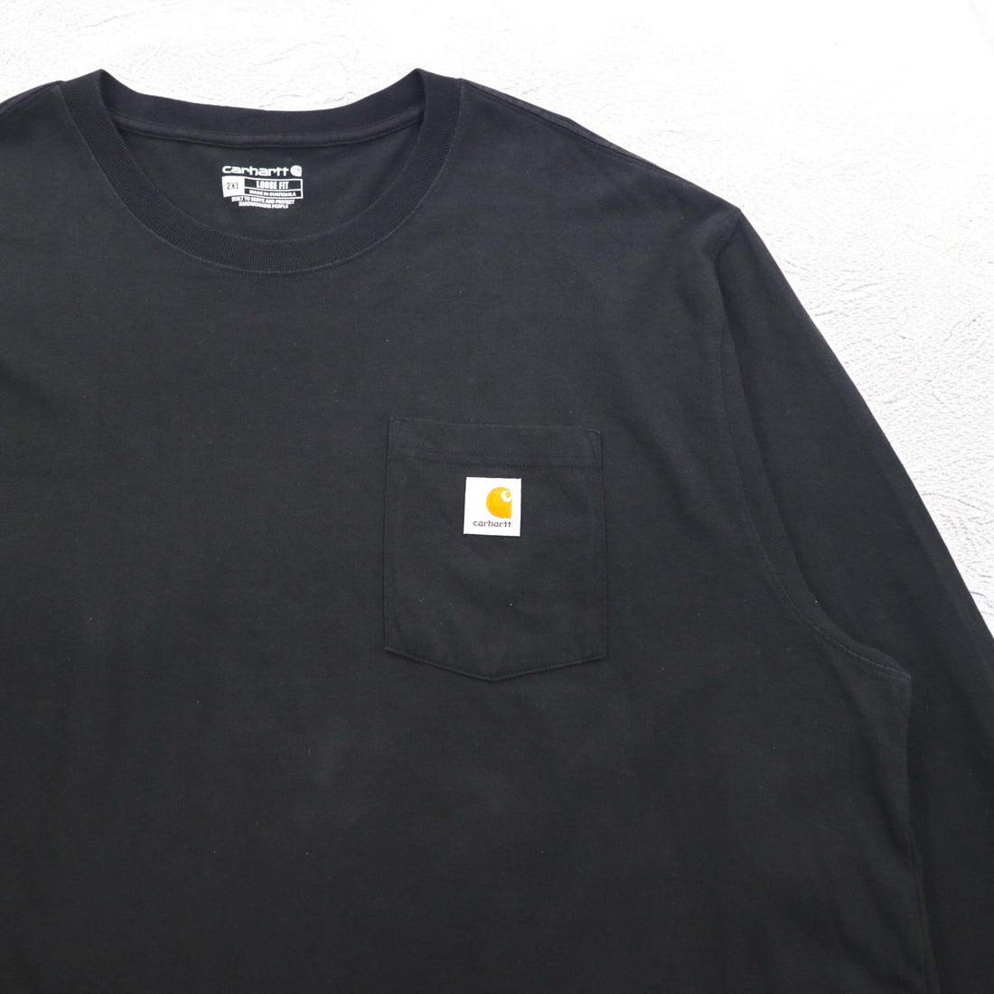 carhartt ルーズフィット ポケット付き ロングスリーブ Tシャツ ロンT 2XL LOOSE FIT ブラック K126 グアテマラ製