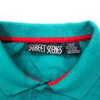 90s STREET SCENES Mixed Material Switching Design Polo Shirt 2XLT Green Cotton