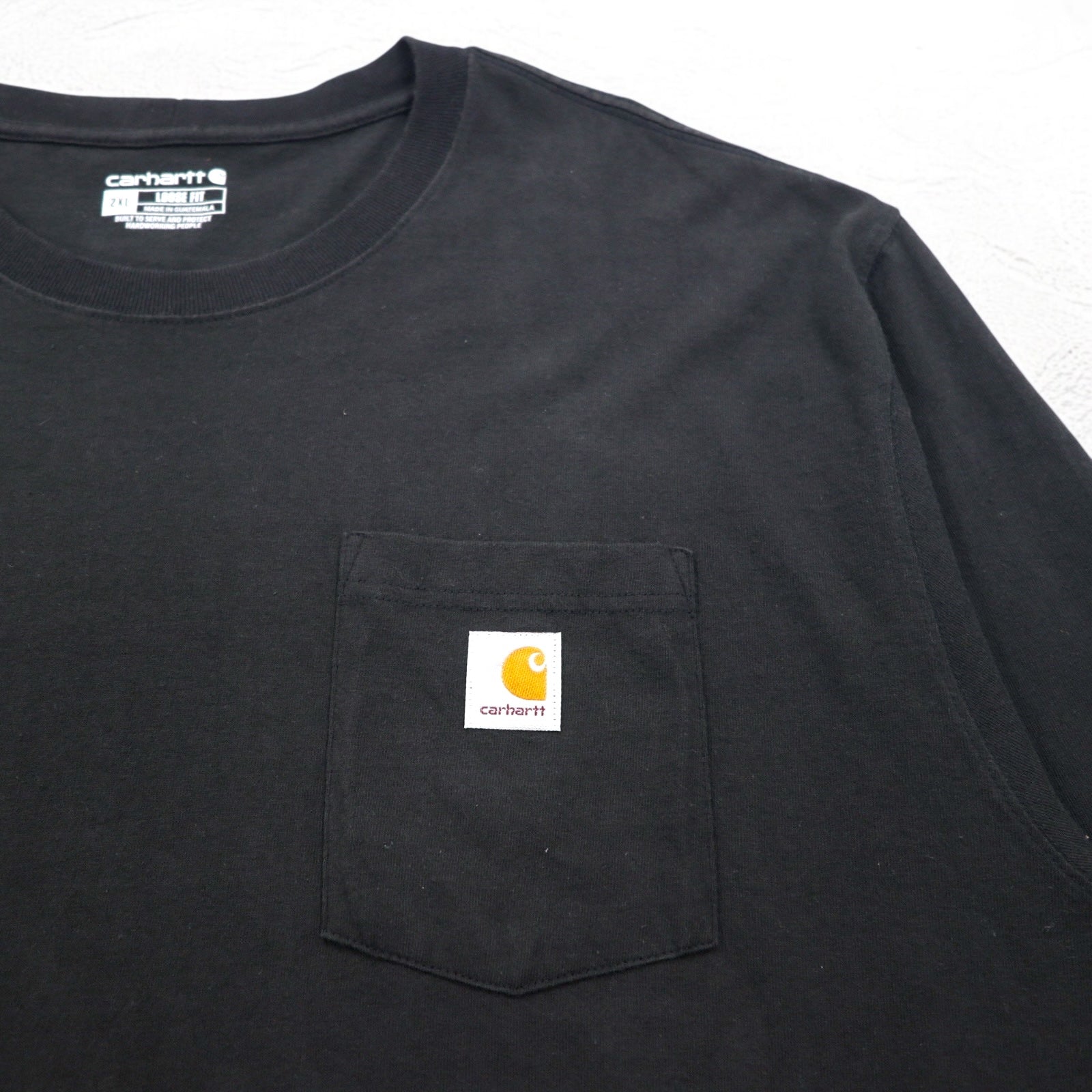 Carhartt Loose Fit Long Sleeve T-Shirt with Pockets, 2XL, LOOSE FIT, Black, K126, Made in Guatemala