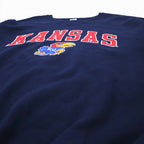 RUSSELL ATHLETIC 90年代 カレッジ プリント スウェット XXL ネイビー KANSAS アーチロゴ エルサルバドル製