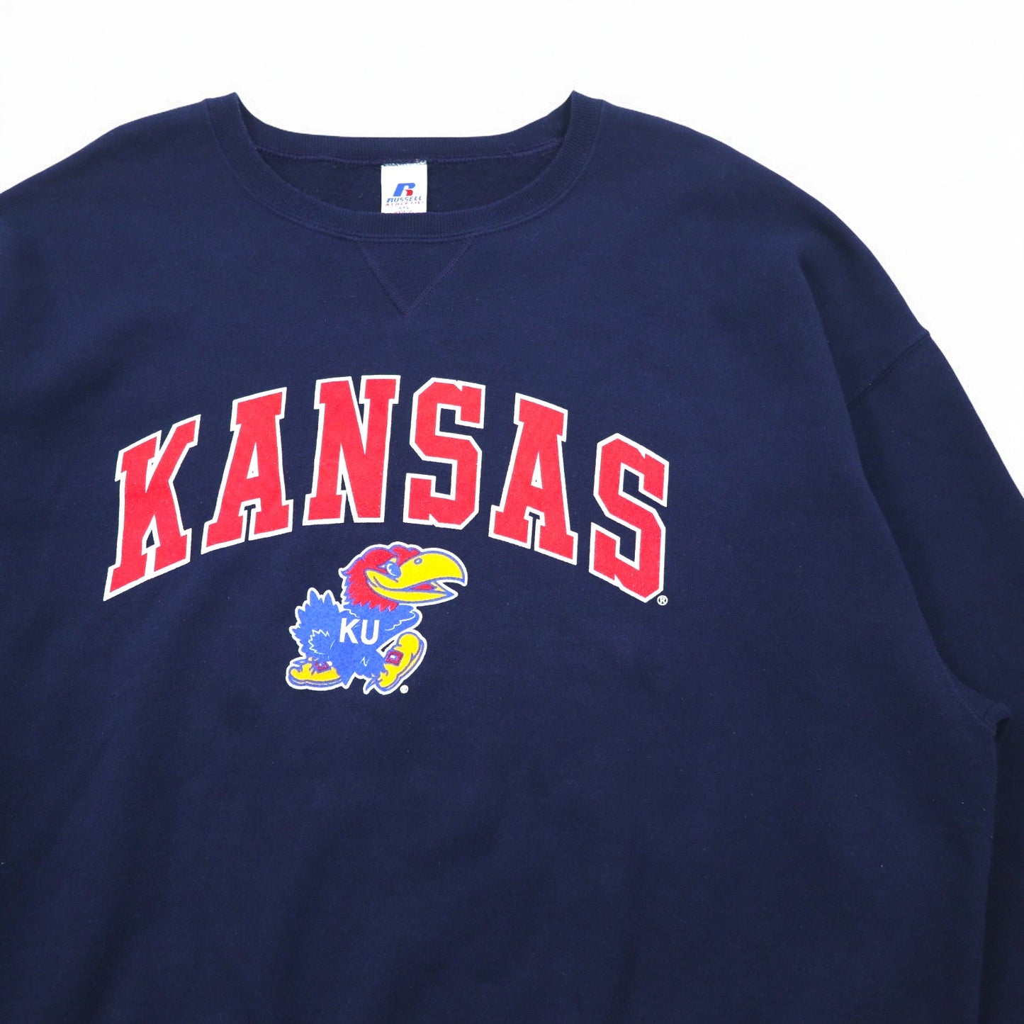 RUSSELL ATHLETIC 90年代 カレッジ プリント スウェット XXL ネイビー KANSAS アーチロゴ エルサルバドル製