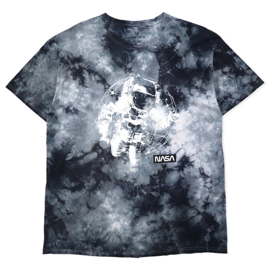 日本然リトテ-古着オンライン-HYPER SPACE プリント Tシャツ XL グレー コットン タイダイ ブリーチ NASA-HYPER SPACE Print T-Shirt XL Gray Cotton tie dye bleach NASA