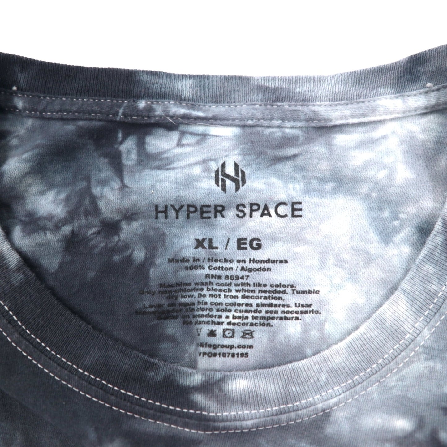 HYPER SPACE プリント Tシャツ XL グレー コットン タイダイ ブリーチ NASA