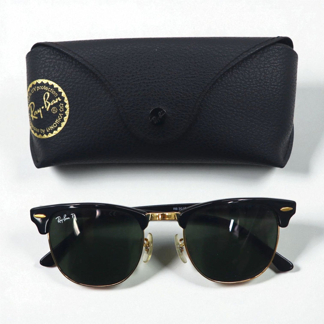 Ray-Ban Polarized Clubmaster Sunglasses RB3016 901/58 51-21 145 3P Half-Rim