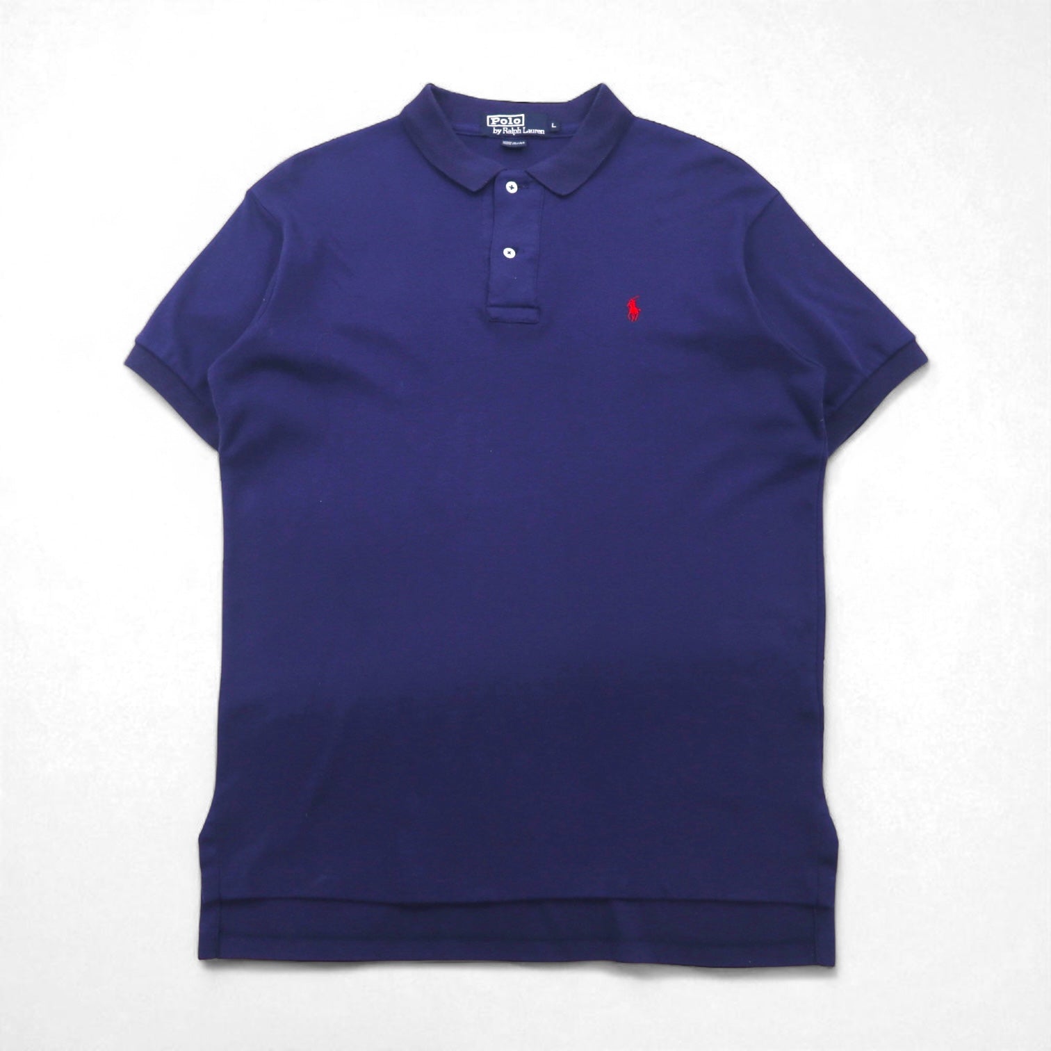 Polo by Ralph Lauren 90s USA Made Polo Shirt, Size L, Navy Cotton with Small Pony Embroidery