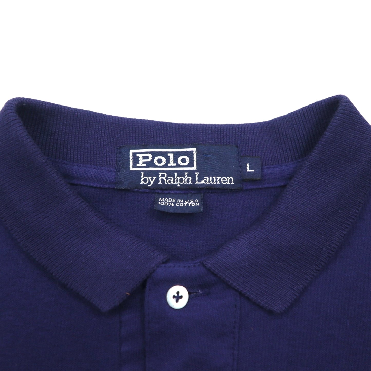 Polo by Ralph Lauren 90s USA Made Polo Shirt, Size L, Navy Cotton with Small Pony Embroidery