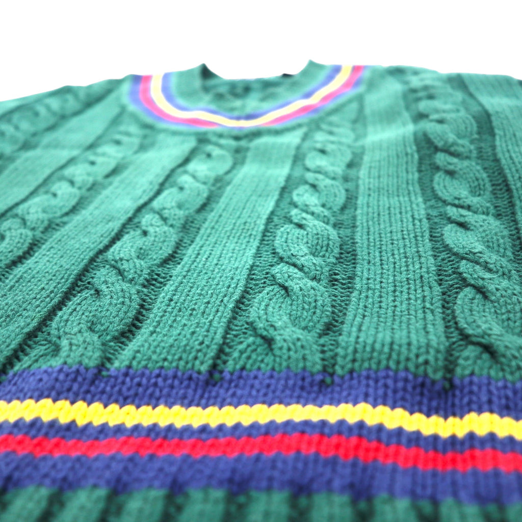 GAP 90年代 オールドギャップ チルデン ニット Vネック セーター L グリーン コットン