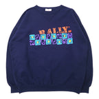日本然リトテ-古着オンライン-RALLY SPORT ロゴプリント スウェット M ネイビー コットン 両面プリント-RALLY SPORT Logo Print Sweatshirt M Navy Cotton Double Sided Print