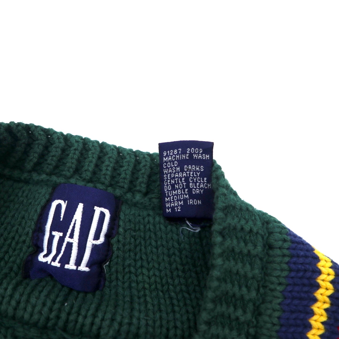 GAP 90年代 オールドギャップ チルデン ニット Vネック セーター L グリーン コットン