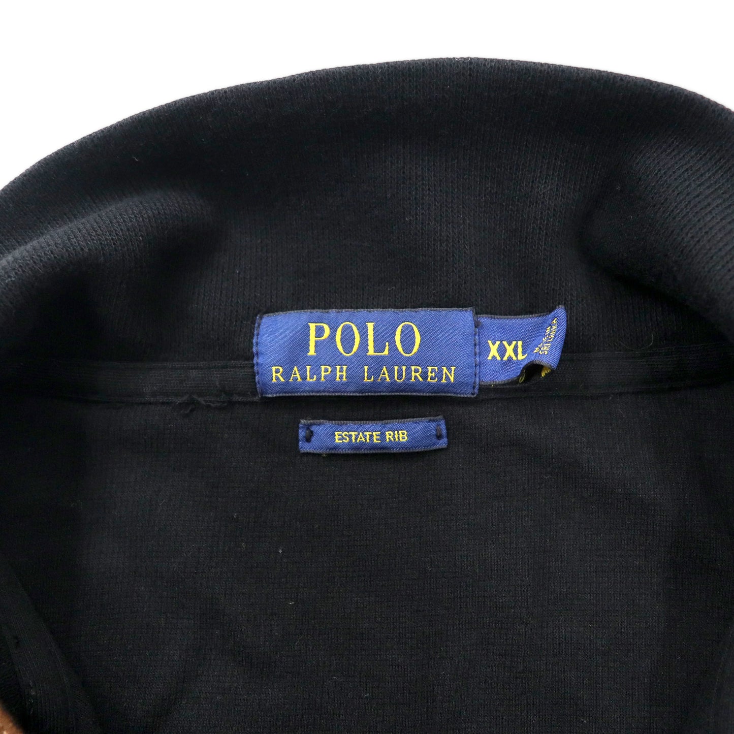 POLO RALPH LAUREN ハーフジップ スウェットシャツ XXL ブラック コットン ESTATE RIB スモールポニー刺繍