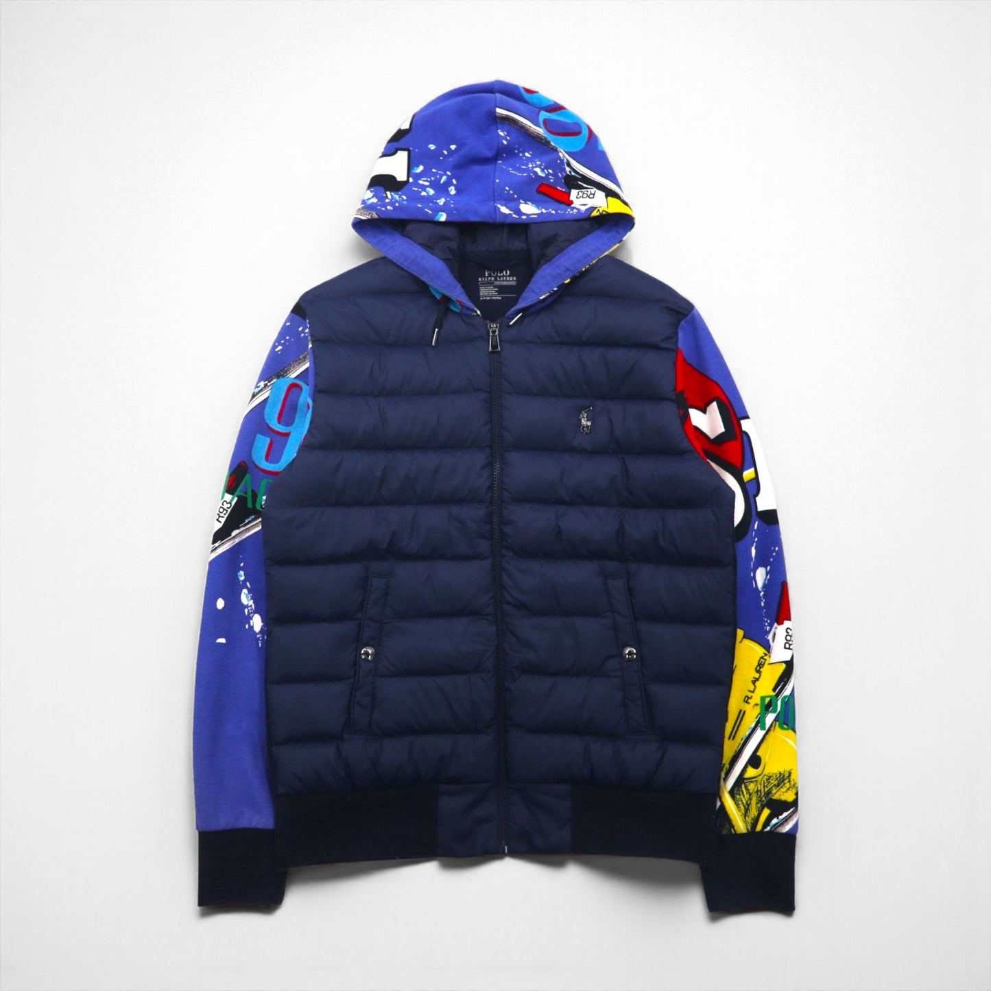 Polo Ralph Lauren ハイブリッド パフォーマンス ダウンジャケット パーカー M ネイビー PERFORMANCE キルティング 切替