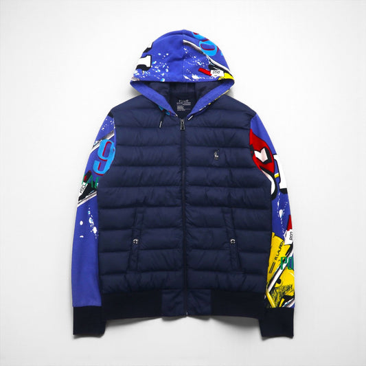 Polo Ralph Lauren ハイブリッド パフォーマンス ダウンジャケット パーカー M ネイビー PERFORMANCE キルティング 切替