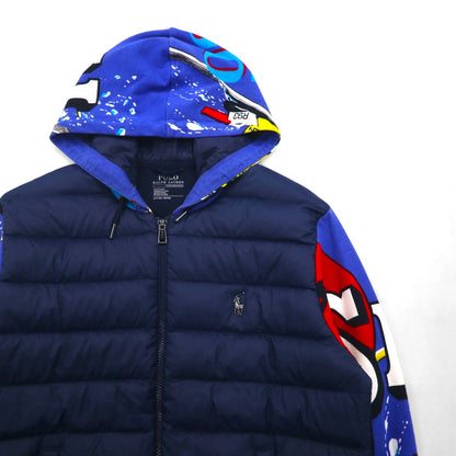 Polo Ralph Lauren ハイブリッド パフォーマンス ダウンジャケット パーカー M ネイビー PERFORMANCE キルティング 切替