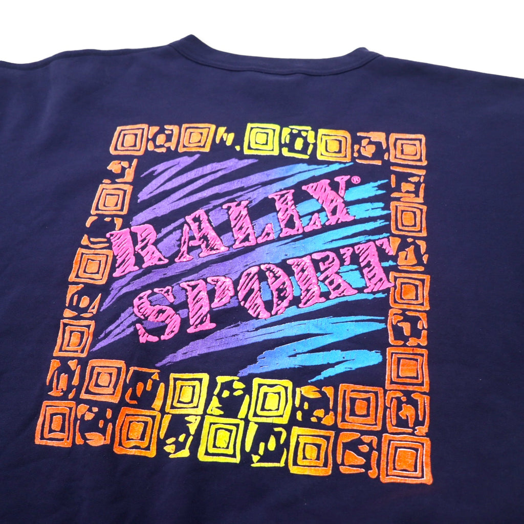RALLY SPORT Logo Print Sweatshirt M Navy Cotton Double Sided Print