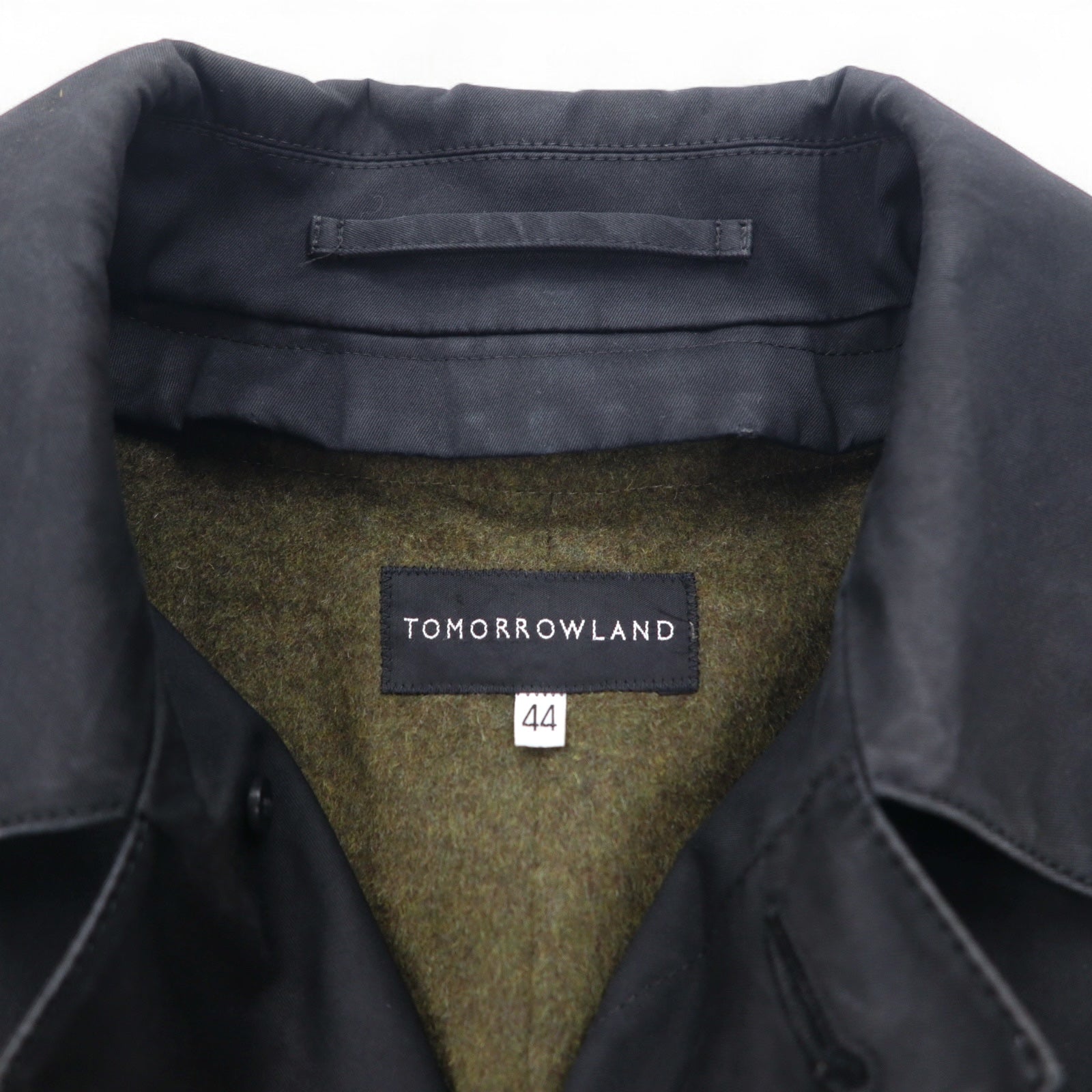 TOMORROWLAND Balmacaan Coat S Black Cotton Removable Liner Cashmere Silk Blend