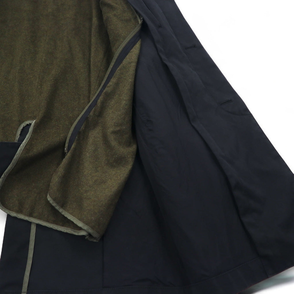 TOMORROWLAND Balmacaan Coat S Black Cotton Removable Liner Cashmere Silk Blend